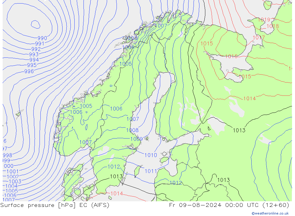 Luchtdruk (Grond) EC (AIFS) vr 09.08.2024 00 UTC