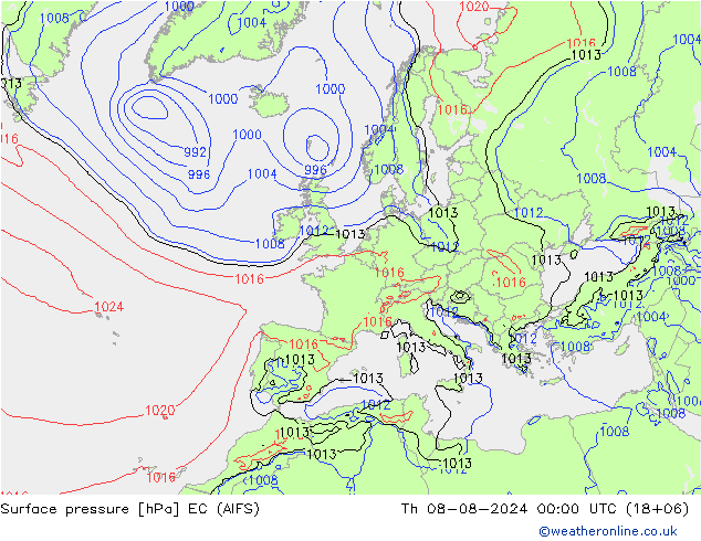 Luchtdruk (Grond) EC (AIFS) do 08.08.2024 00 UTC