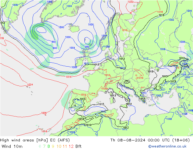 Windvelden EC (AIFS) do 08.08.2024 00 UTC