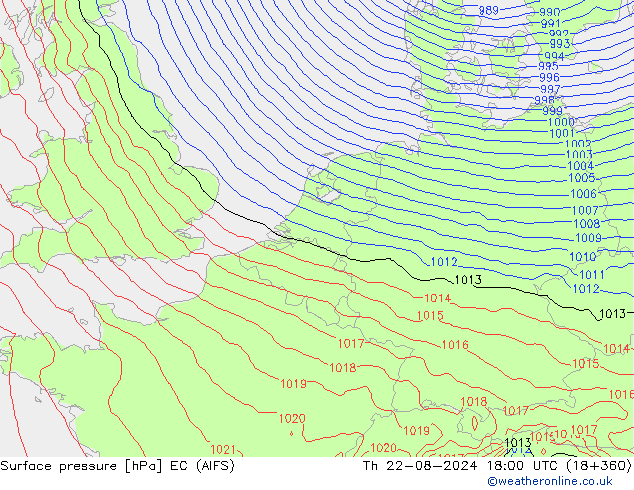 Luchtdruk (Grond) EC (AIFS) do 22.08.2024 18 UTC