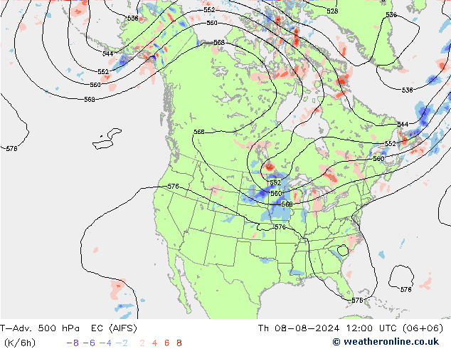 T-Adv. 500 hPa EC (AIFS) do 08.08.2024 12 UTC