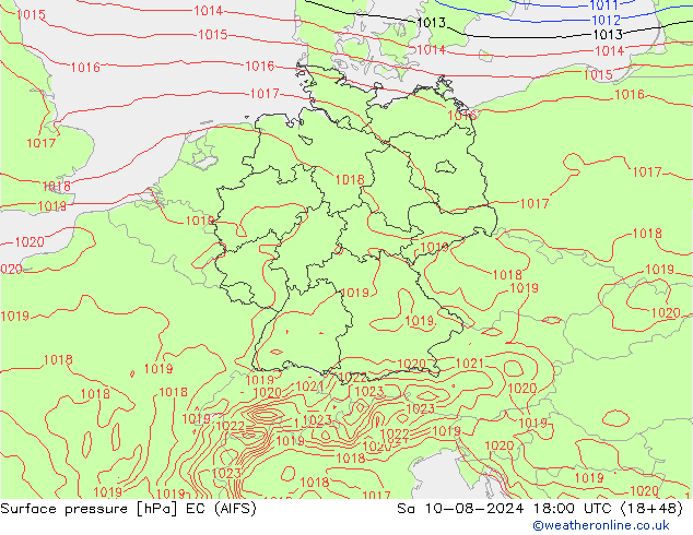 Luchtdruk (Grond) EC (AIFS) za 10.08.2024 18 UTC