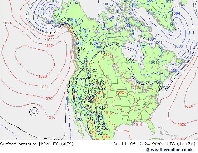 Luchtdruk (Grond) EC (AIFS) zo 11.08.2024 00 UTC