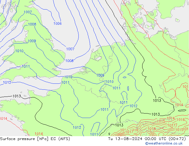 地面气压 EC (AIFS) 星期二 13.08.2024 00 UTC