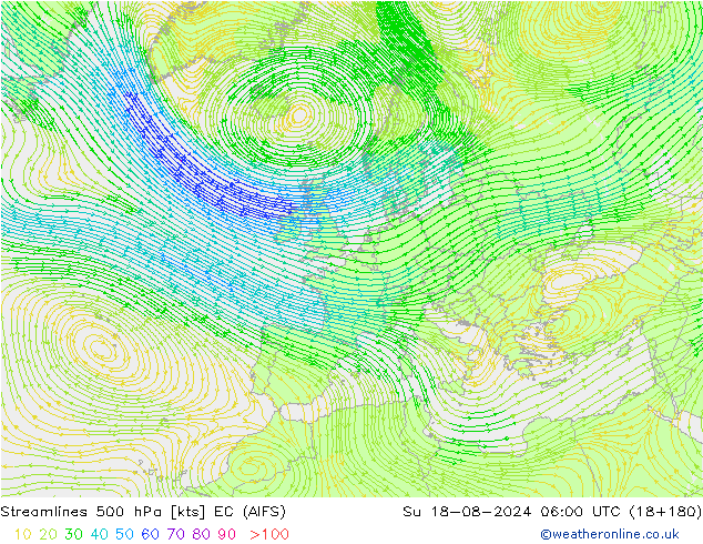 风 500 hPa EC (AIFS) 星期日 18.08.2024 06 UTC