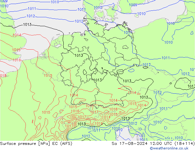 地面气压 EC (AIFS) 星期六 17.08.2024 12 UTC