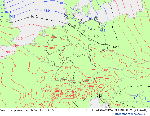 Luchtdruk (Grond) EC (AIFS) do 15.08.2024 00 UTC