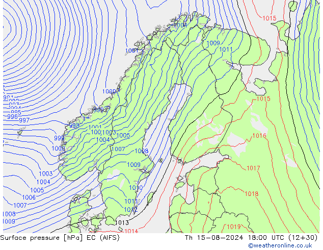 Luchtdruk (Grond) EC (AIFS) do 15.08.2024 18 UTC