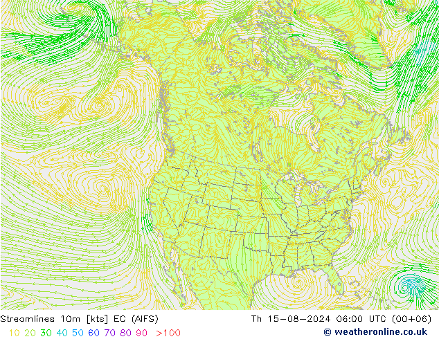 Stroomlijn 10m EC (AIFS) do 15.08.2024 06 UTC