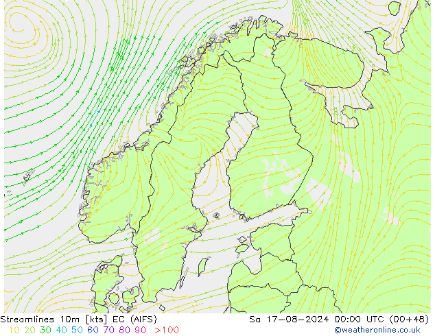 Stroomlijn 10m EC (AIFS) za 17.08.2024 00 UTC