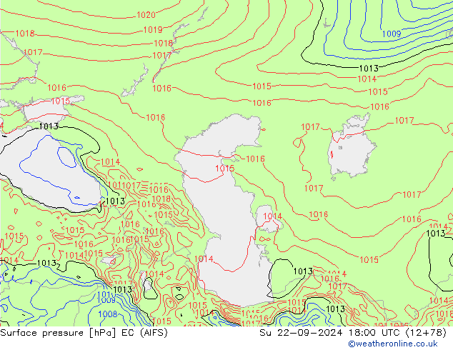 Presión superficial EC (AIFS) dom 22.09.2024 18 UTC