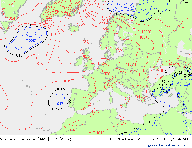 Luchtdruk (Grond) EC (AIFS) vr 20.09.2024 12 UTC