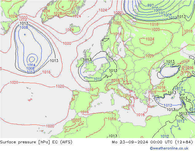 Surface pressure EC (AIFS) Mo 23.09.2024 00 UTC