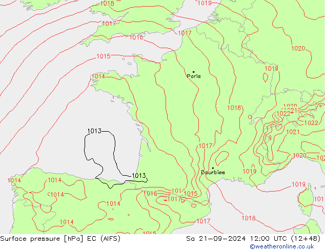 Luchtdruk (Grond) EC (AIFS) za 21.09.2024 12 UTC