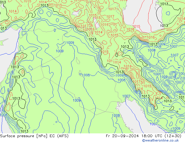Presión superficial EC (AIFS) vie 20.09.2024 18 UTC