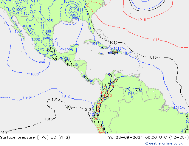 ciśnienie EC (AIFS) so. 28.09.2024 00 UTC