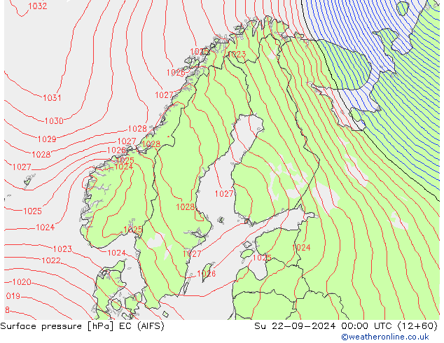 ciśnienie EC (AIFS) nie. 22.09.2024 00 UTC