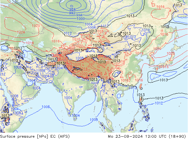 Surface pressure EC (AIFS) Mo 23.09.2024 12 UTC