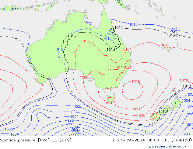 Bodendruck EC (AIFS) Fr 27.09.2024 06 UTC