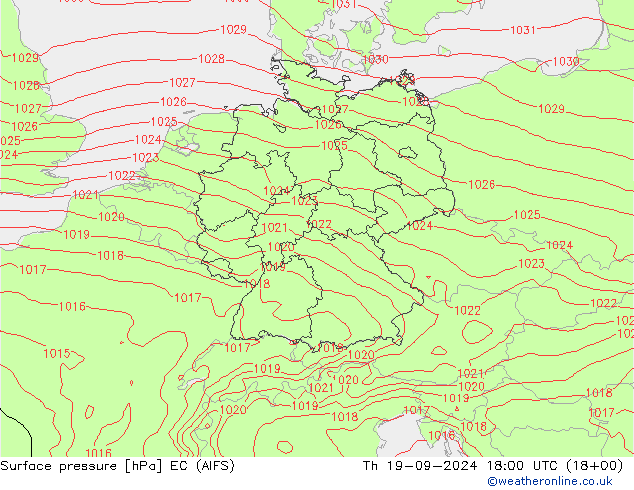 Presión superficial EC (AIFS) jue 19.09.2024 18 UTC