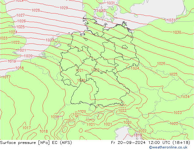 Surface pressure EC (AIFS) Fr 20.09.2024 12 UTC