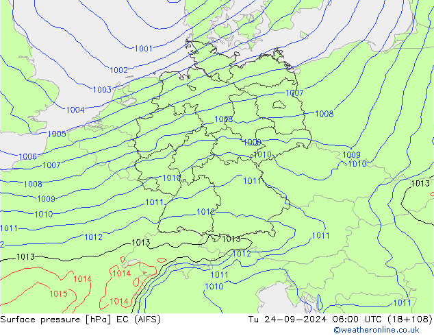 Surface pressure EC (AIFS) Tu 24.09.2024 06 UTC