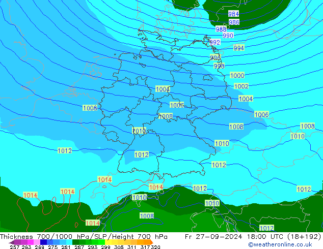 Thck 700-1000 hPa EC (AIFS) Fr 27.09.2024 18 UTC