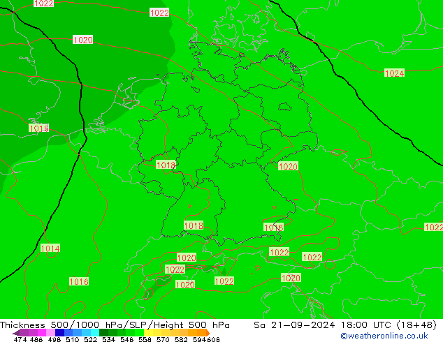 Dikte 500-1000hPa EC (AIFS) za 21.09.2024 18 UTC