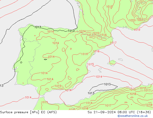 приземное давление EC (AIFS) сб 21.09.2024 06 UTC