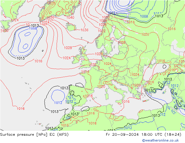 Surface pressure EC (AIFS) Fr 20.09.2024 18 UTC