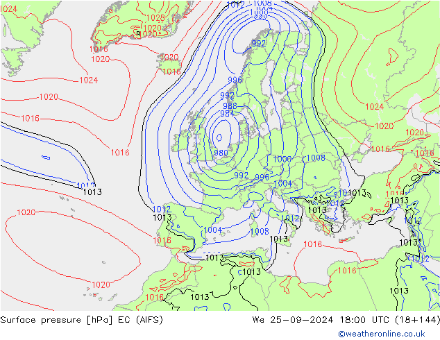 pression de l'air EC (AIFS) mer 25.09.2024 18 UTC