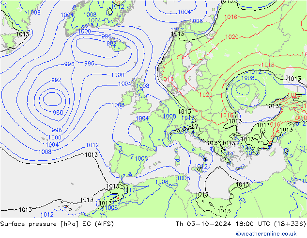 Surface pressure EC (AIFS) Th 03.10.2024 18 UTC