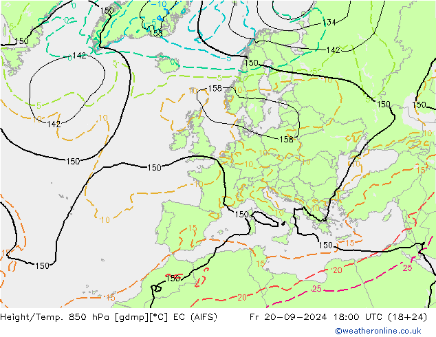 Height/Temp. 850 hPa EC (AIFS) Fr 20.09.2024 18 UTC