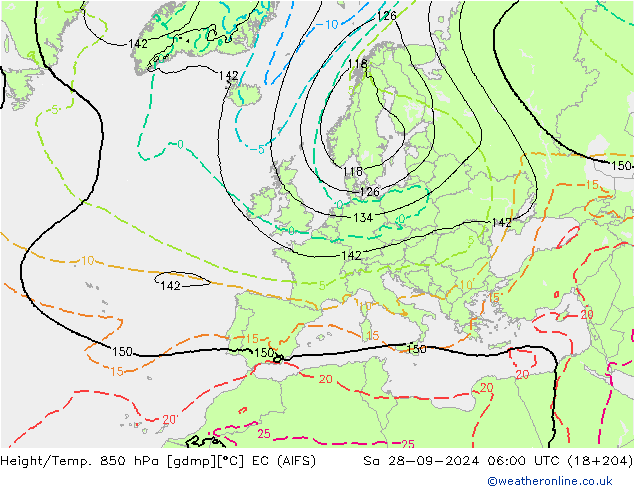 Height/Temp. 850 hPa EC (AIFS) Sa 28.09.2024 06 UTC