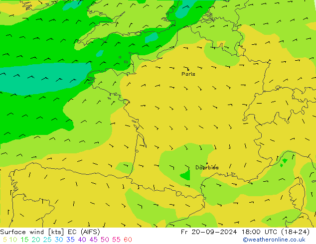 Bodenwind EC (AIFS) Fr 20.09.2024 18 UTC