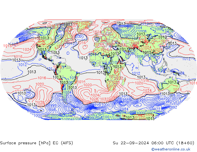 pression de l'air EC (AIFS) dim 22.09.2024 06 UTC