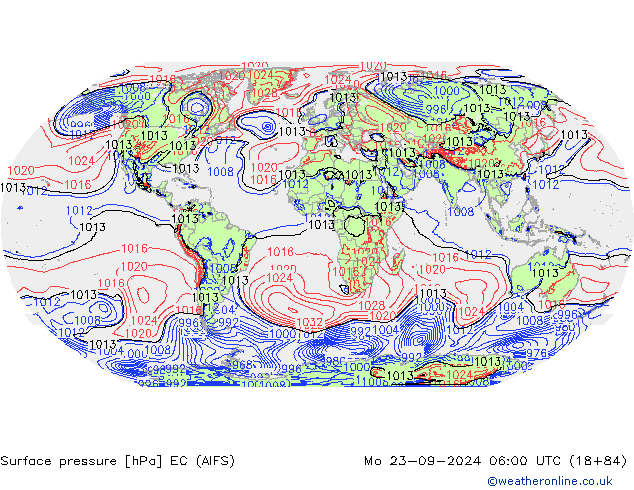 Surface pressure EC (AIFS) Mo 23.09.2024 06 UTC