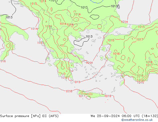 Atmosférický tlak EC (AIFS) St 25.09.2024 06 UTC