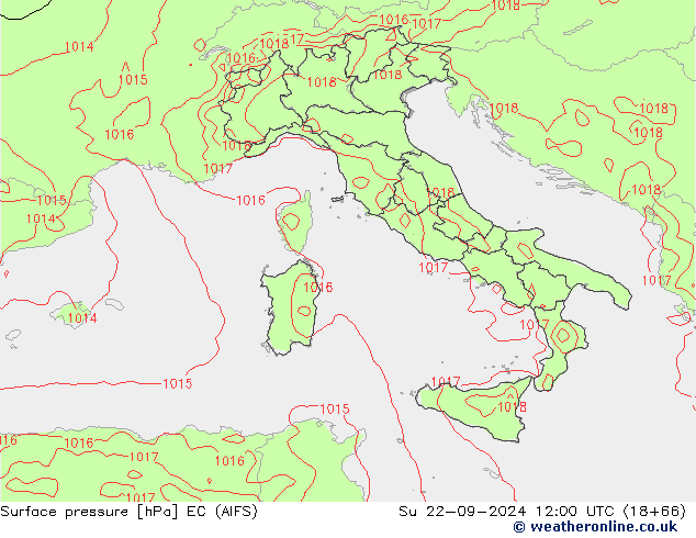 Surface pressure EC (AIFS) Su 22.09.2024 12 UTC