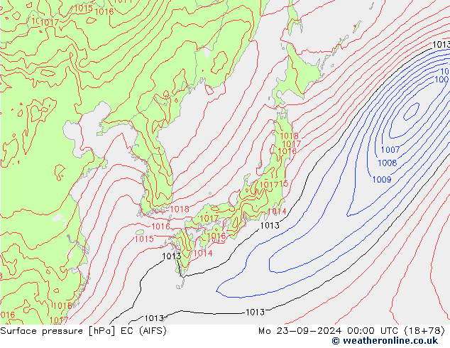 Surface pressure EC (AIFS) Mo 23.09.2024 00 UTC