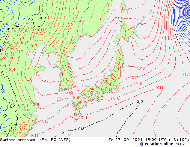 Bodendruck EC (AIFS) Fr 27.09.2024 18 UTC