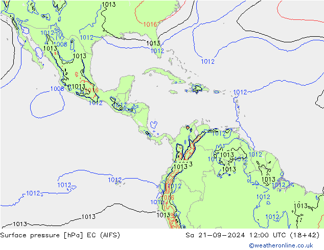 Surface pressure EC (AIFS) Sa 21.09.2024 12 UTC