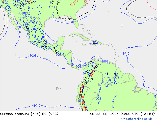 Atmosférický tlak EC (AIFS) Ne 22.09.2024 00 UTC