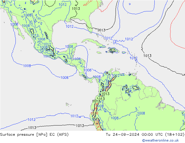 Atmosférický tlak EC (AIFS) Út 24.09.2024 00 UTC