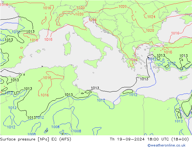 Luchtdruk (Grond) EC (AIFS) do 19.09.2024 18 UTC