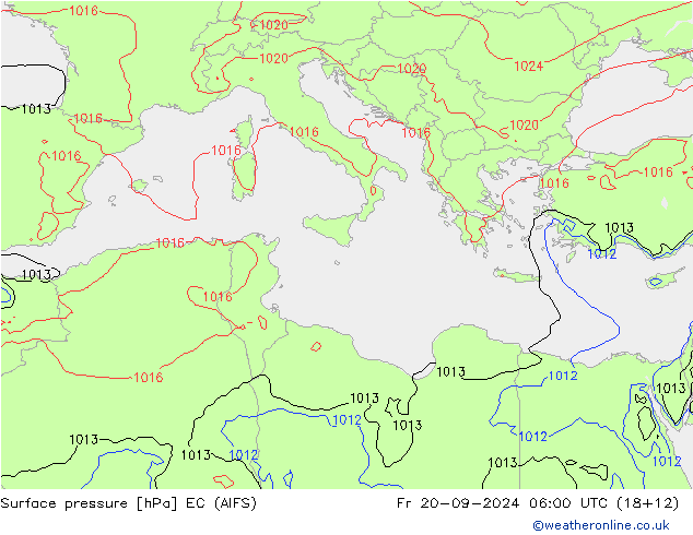 Surface pressure EC (AIFS) Fr 20.09.2024 06 UTC