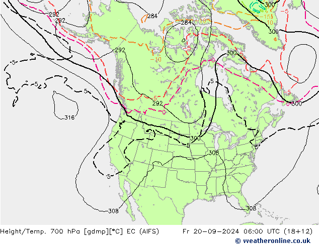 Height/Temp. 700 hPa EC (AIFS) Fr 20.09.2024 06 UTC