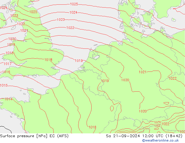 ciśnienie EC (AIFS) so. 21.09.2024 12 UTC