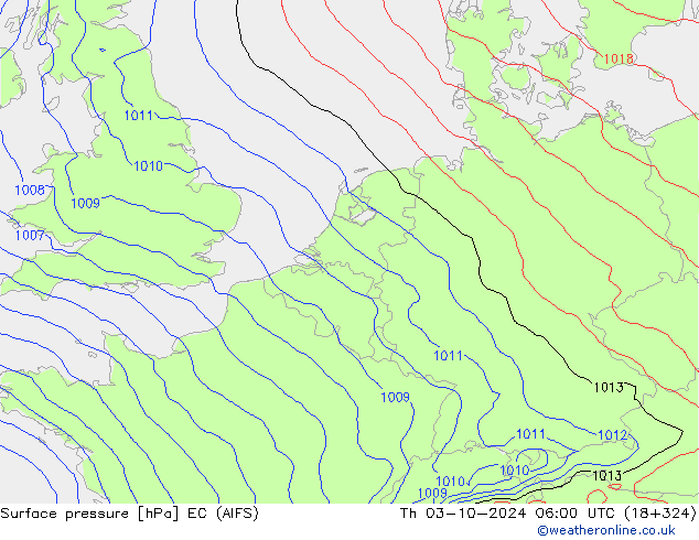 ciśnienie EC (AIFS) czw. 03.10.2024 06 UTC