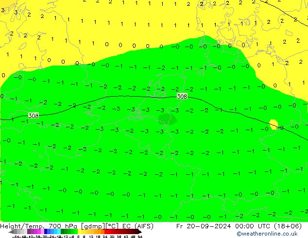 Height/Temp. 700 hPa EC (AIFS) Fr 20.09.2024 00 UTC